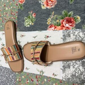 Time and Tru Women's Colorful Woven Slide Sandals